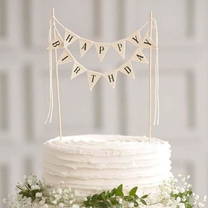 未使用　イエロー　ケーキ 飾り ガーランド 誕生日 HAPPY BIRTHDAY Amazon.co.jp: MUAH! バースデー Happy Birthday デコレーション