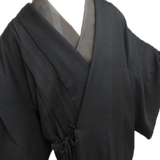 コート 道中着 着物 正絹 リバーシブル 暈し 地模様 葡萄鼠色 多色 黒色 身丈101.5cm 裄65cm きもの北條 A1282-4