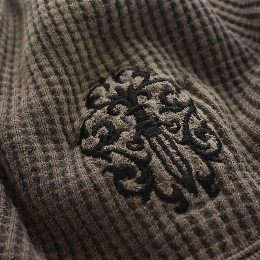 【正規品】クロムハーツニット帽　サーマルビーニー　タガー刺繍　グレー CHROME HEARTS クロムハーツ サーマル ビーニー ダガー 刺繍 ☆美品