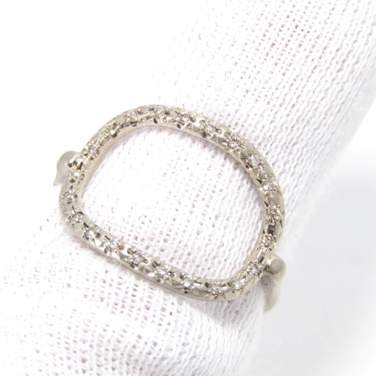 hum】リング【ホワイトダイアモンド】【K18WG】 HUMETE CHAIN RING S