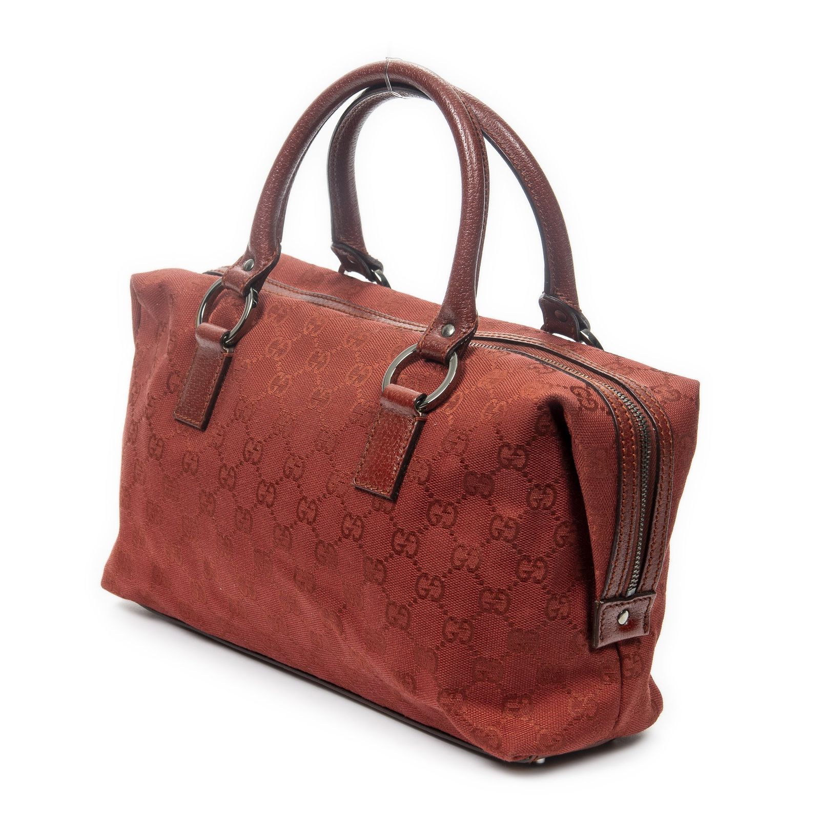 GUCCI グッチスモールボストン赤GGキャンバスA