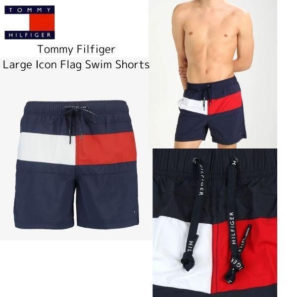 TOMMY HILFIGER ラージフラッグ スイムショーツ』夏のマストアイテム フラッグデザイン スイムパンツ : S,Mサイズ - メルカリ