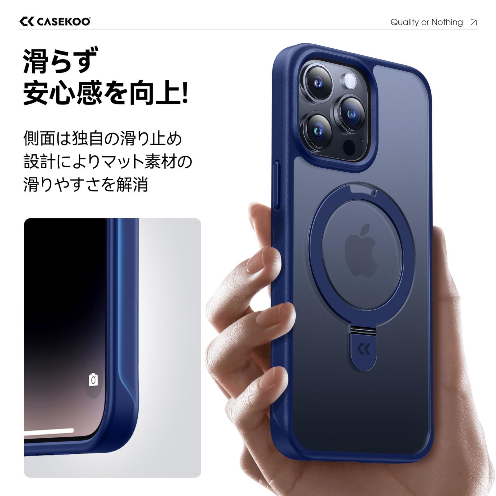 4in1多機能満載】CASEKOO iPhone14Pro 用 ケース 隠しスタンド 横縦