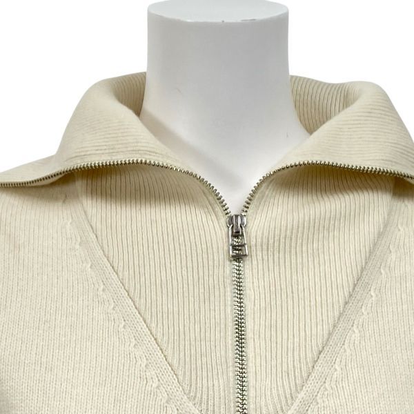 マカフィー MACPHEE ジップアップカーディガン ニット 長袖 ショート丈 アイボリー ウール混 カシミア混 S 7号 レディース 5 W 036