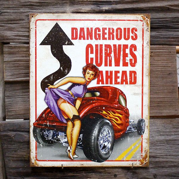 メタルサイン 「Legends - Dangerous Curves」 #1670 ホットロッド