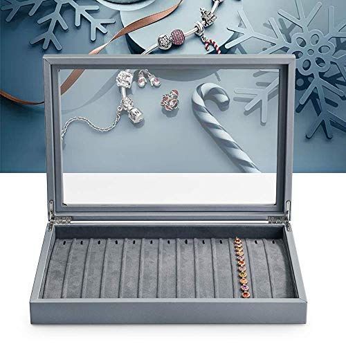 E：ブレスレット用 最高 グレー Oirlv ジュエリーボックス レザー 大