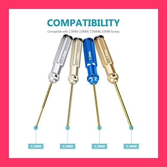 NEEWER 窒化チタン TiNi六角ドライバーレンチ4点セット 1.5mm/2mm/2.5