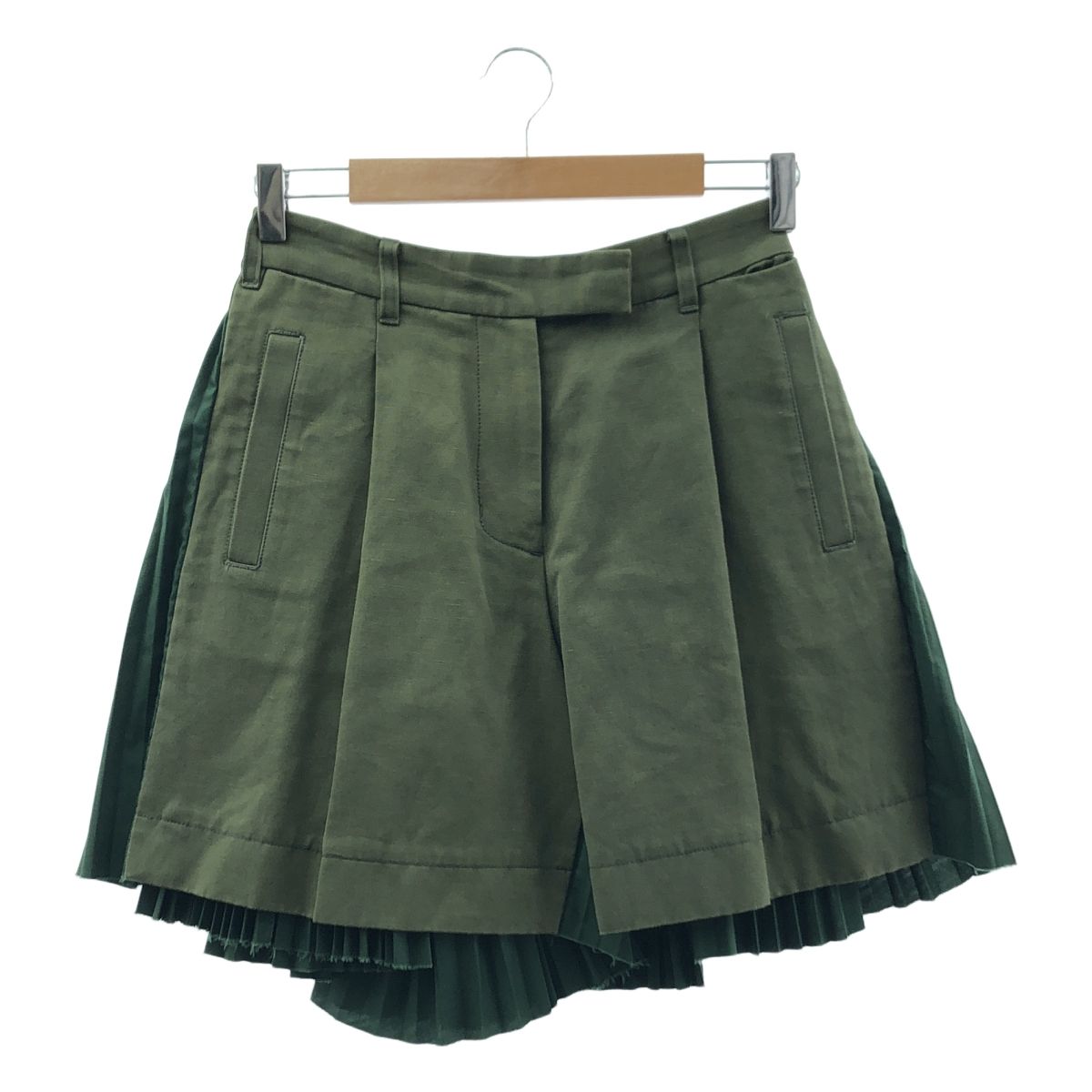 sacai / サカイ | プリーツ切替え キュロット ハーフパンツ | 1