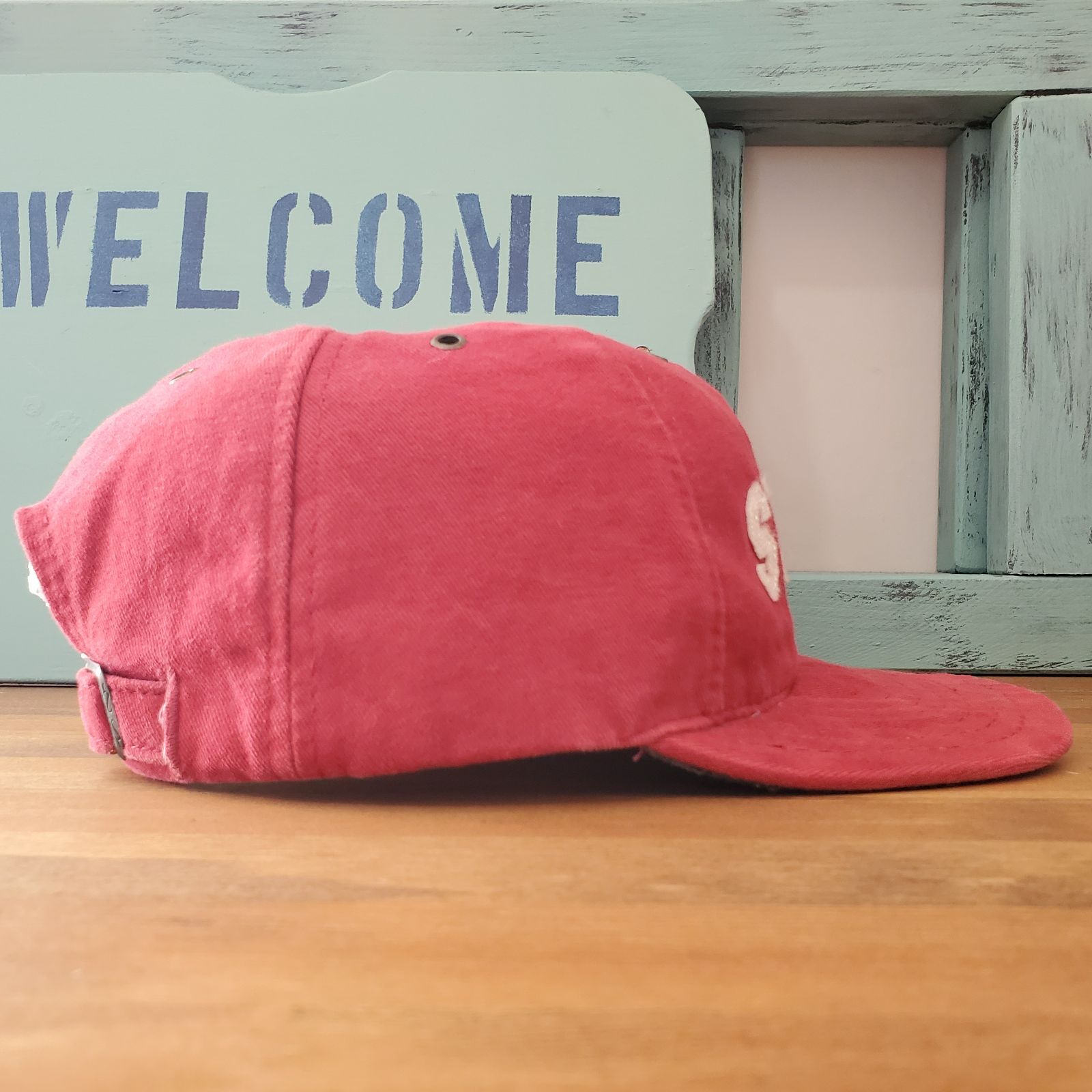 STUSSYステューシー□良品 90s 後期 USA製 えんじ色 6パネル キャップ 