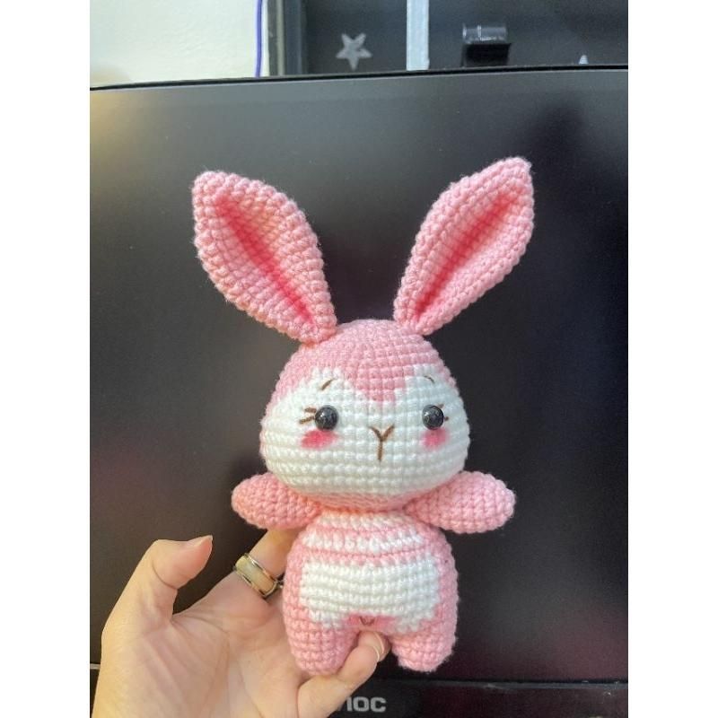 L16 手編み ハンドメイド あみぐるみ ピンク うさぎ 人形 ハンドメイド