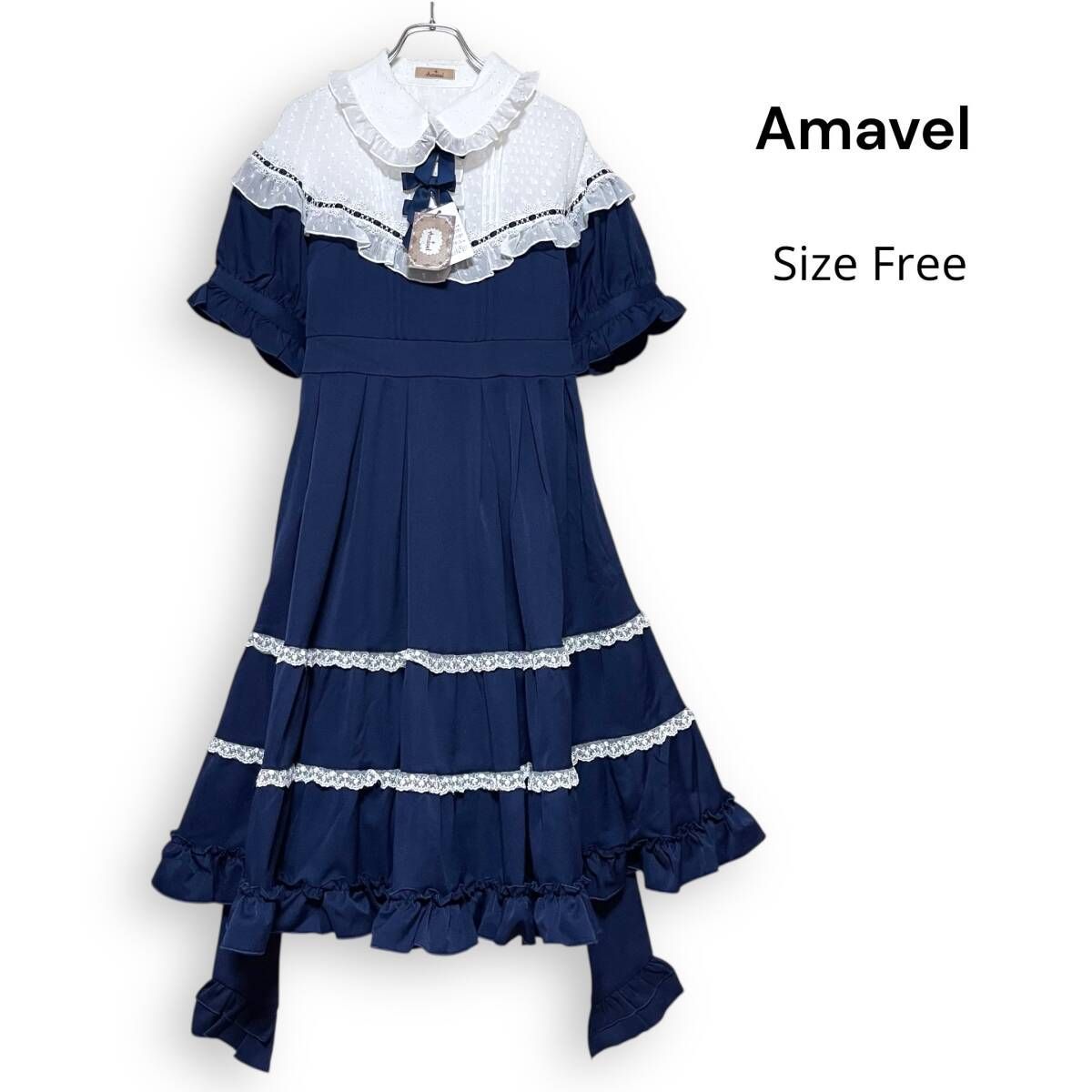 M2523 Amavel Classical Maiden ティアード ワンピース ネイビー