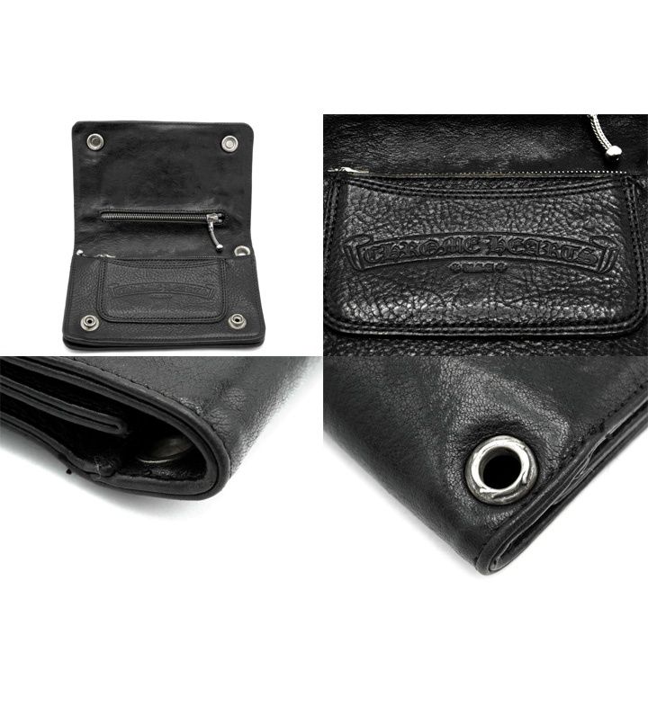 CHROME HEARTS 2Zip クロスボタン　レザー　二つ折り財布 クロムハーツ2ジップウォレットクロスボタンwithストラップ