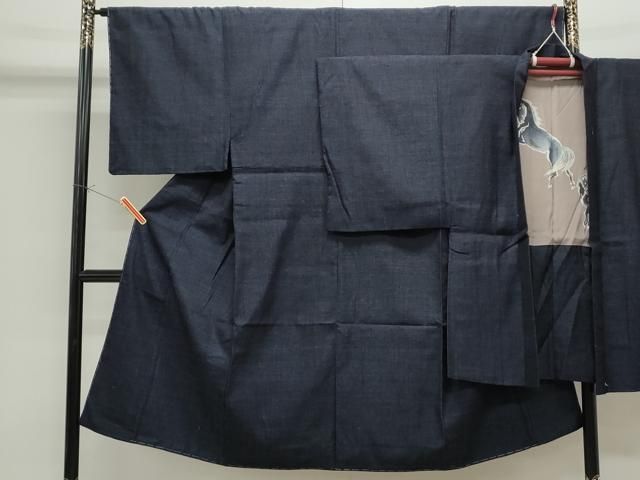 平和屋着物●男性 紬 アンサンブル 霞文 正絹 CAAS9328th