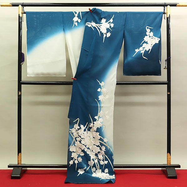 【和遊館】EHC969　夏物仕立付！超細密手刺繍『尾峨佐染繍』「五泉」駒絽訪問着 京の名匠 尾峨佐染繍総手刺繍駒絽訪問着◇五泉駒絽地白緑色 ライト