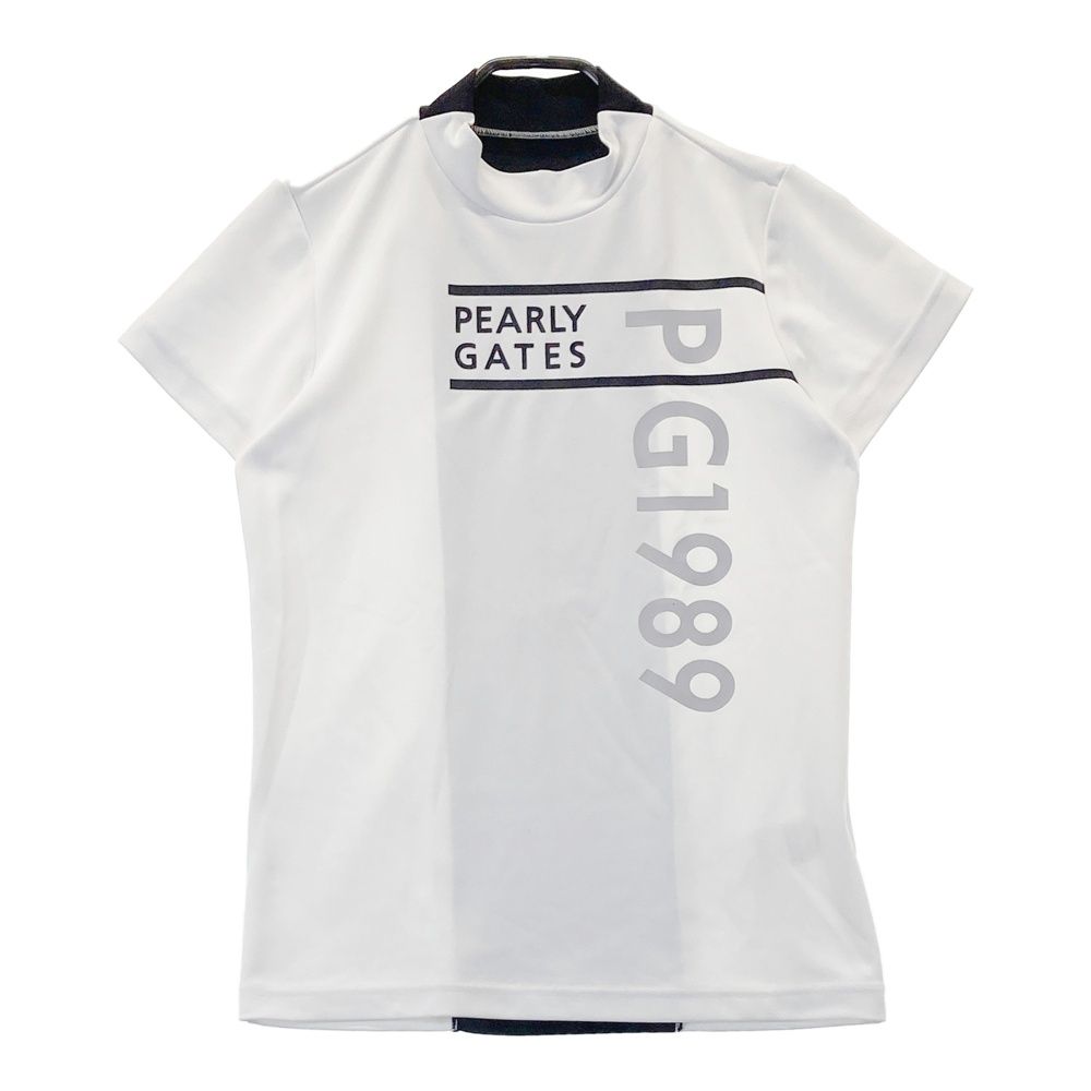 サイズ 2 PEARLY GATES パーリーゲイツ 2025年モデル モックネック 半袖Tシャツ プリント ホワイト系 240101541036 ゴルフウェア レディース ストスト