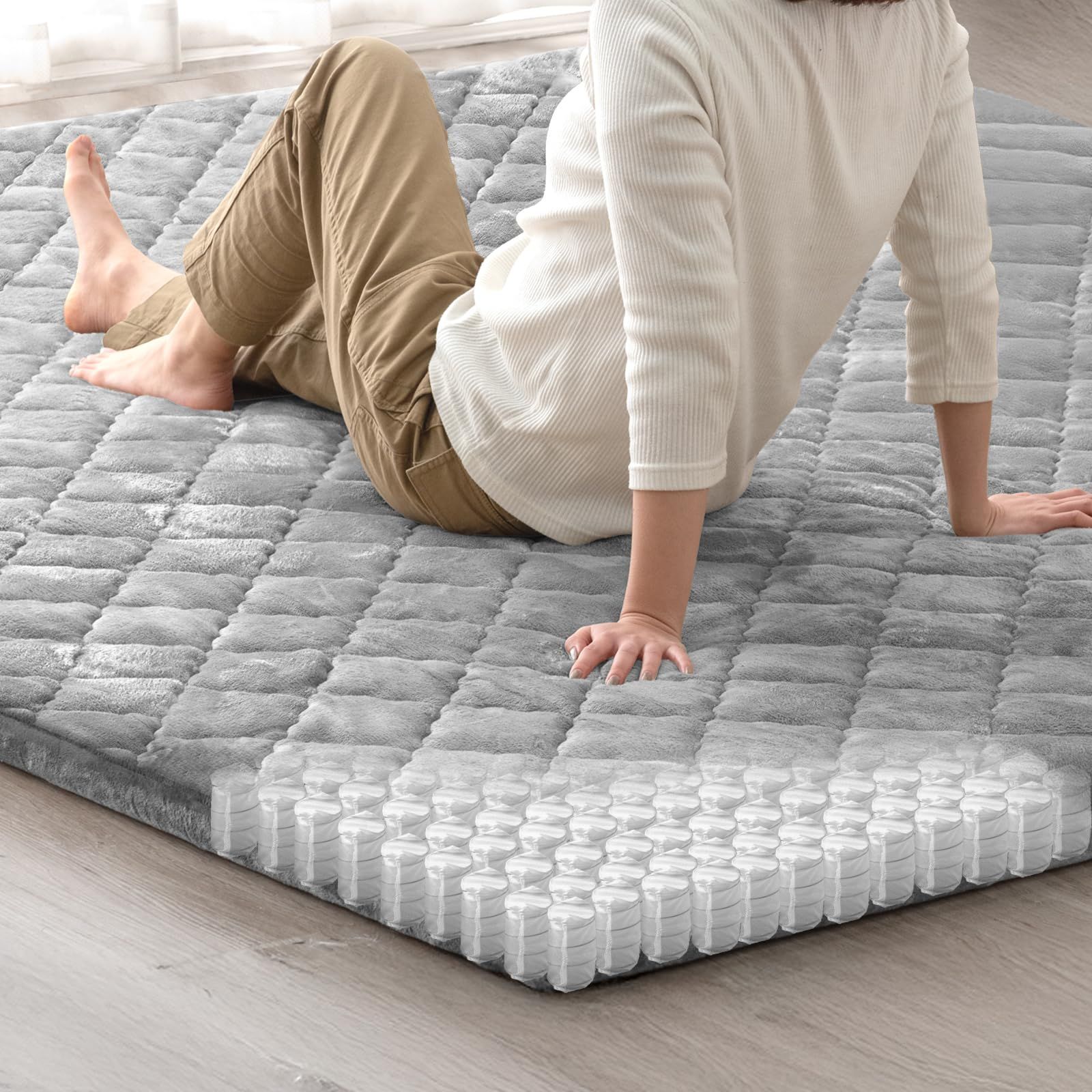 タンスのゲン ラグ 3畳 185×240cm もはや ソファ ポケットコイル使用 厚60mm 洗えるカバーリング 高反発ラグ 厚手 抗菌 防臭 防ダニ ラグマット 滑り止め カーペット 北欧 おしゃれ 77500107 104696