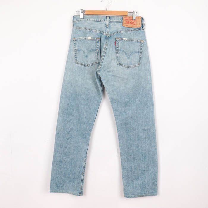 リーバイス デニムパンツ ジーンズ 501 ボタンフライ ダメージ ストレート ボトムス メンズ W31L32サイズ ブルー Levi's