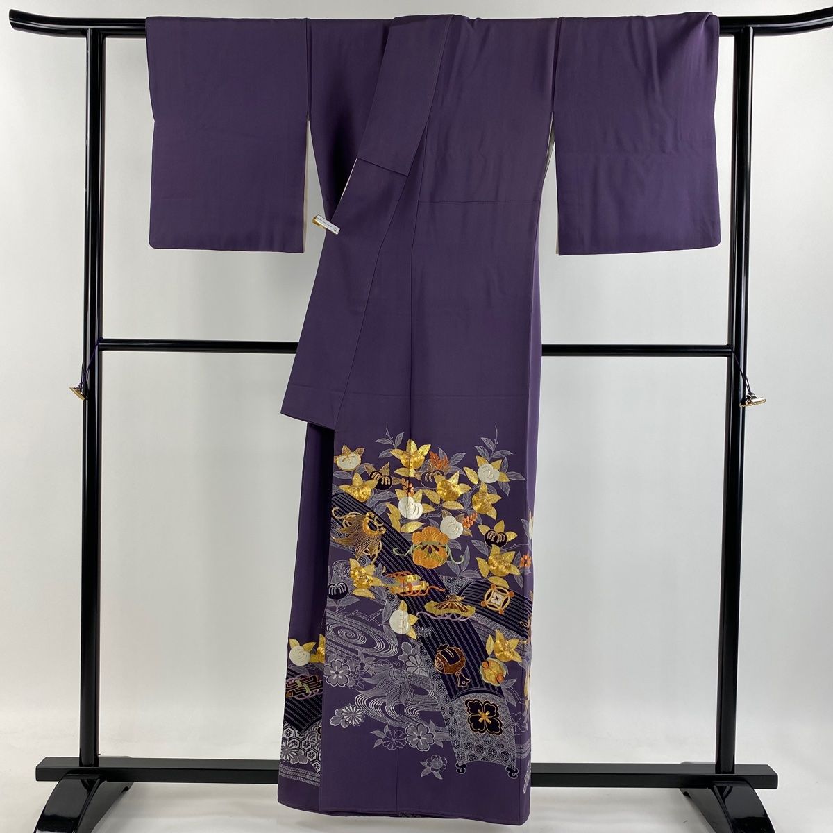 色留袖 身丈158cm 裄丈63cm S 袷 千總 落款 橘 宝尽くし 刺繍