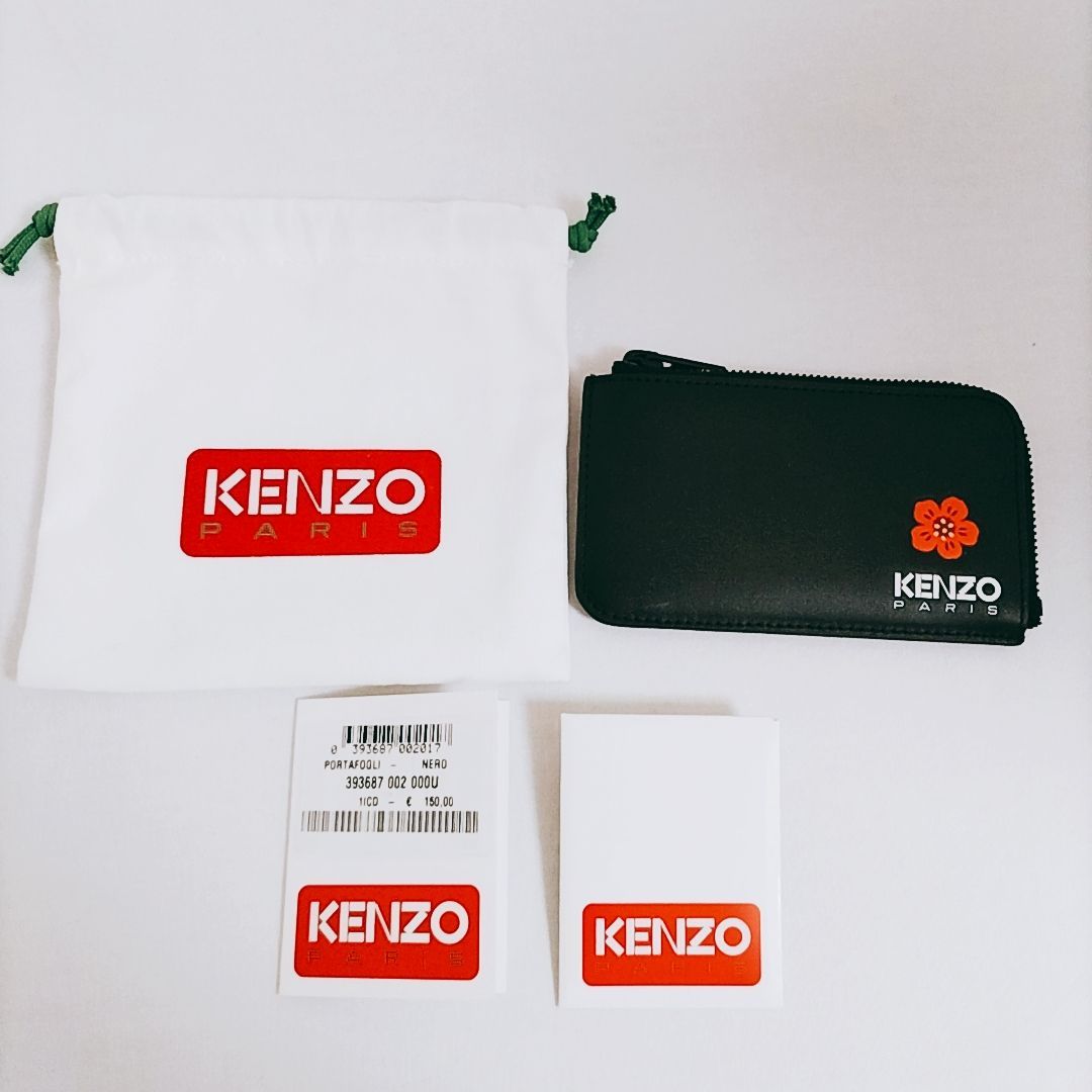 新品未使用】KENZO BOKE FLOWER レザー ジップ カードホルダー 