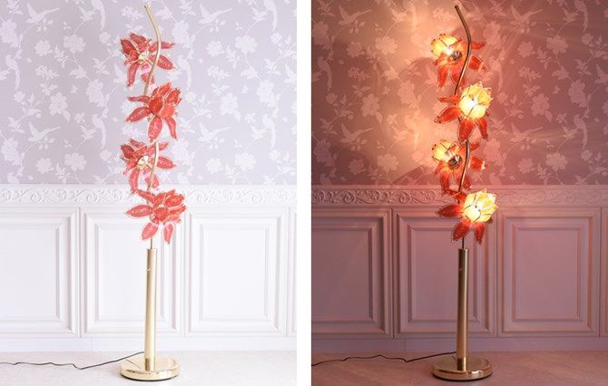 新品】 ロータス フロアランプ スタンドランプ ゴールド ピンク 蓮 金