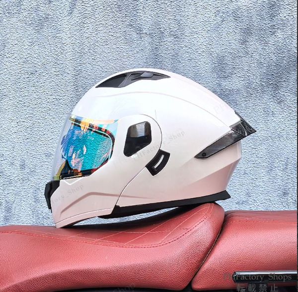 バイクヘルメット フリップアップヘルメット フルフェイスヘルメット DOT承認 クラッシュヘルメット 耐久性 安全性 通気性 男女兼用 ホワイト A144