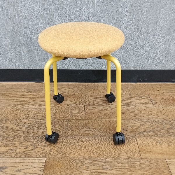 5脚セット OKAMURA オカムラ パイプ丸椅子 キャスター脚 スツール MT50CA-FZJC イエロー