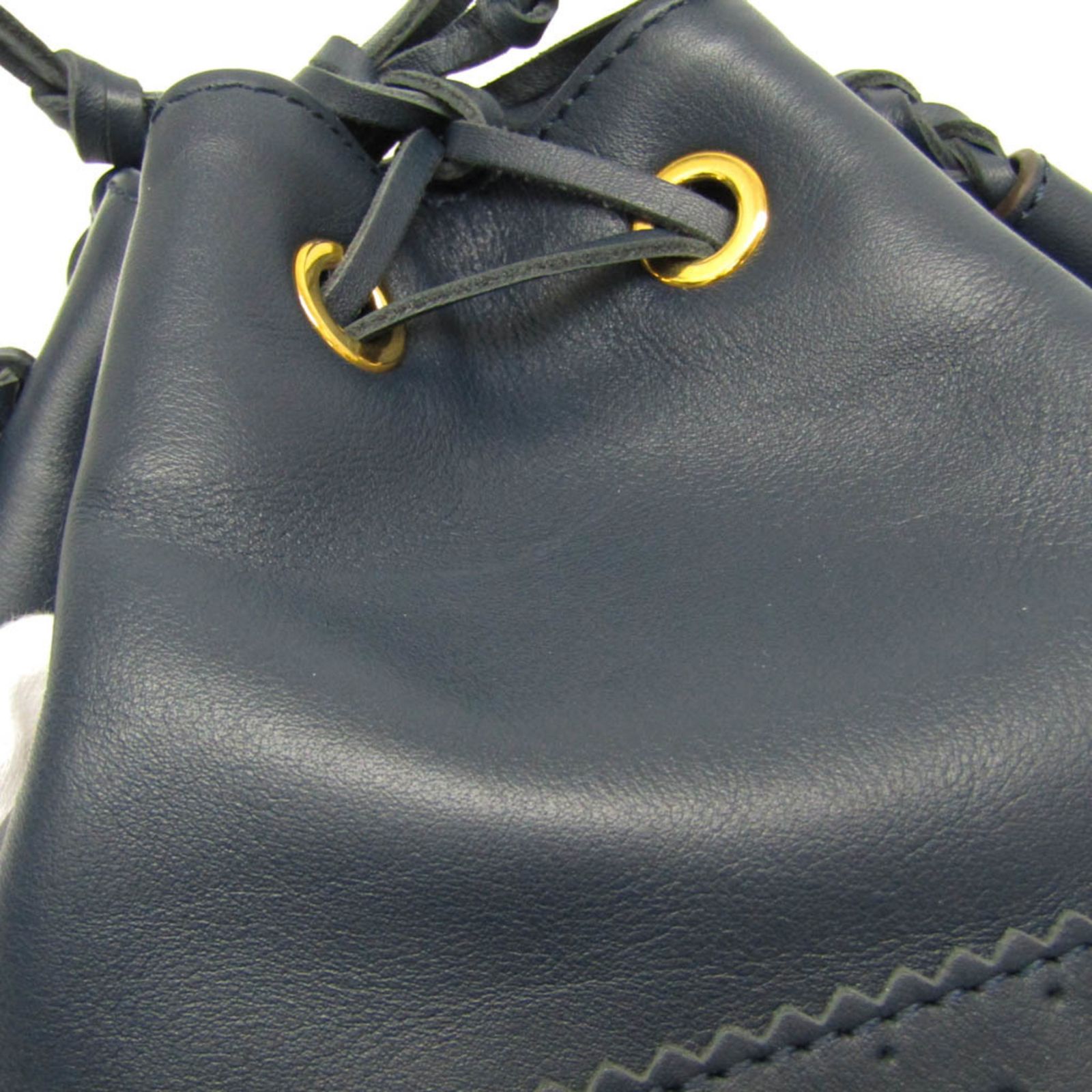 J&M DAVIDSON ネイビー レザー ショルダーバッグ