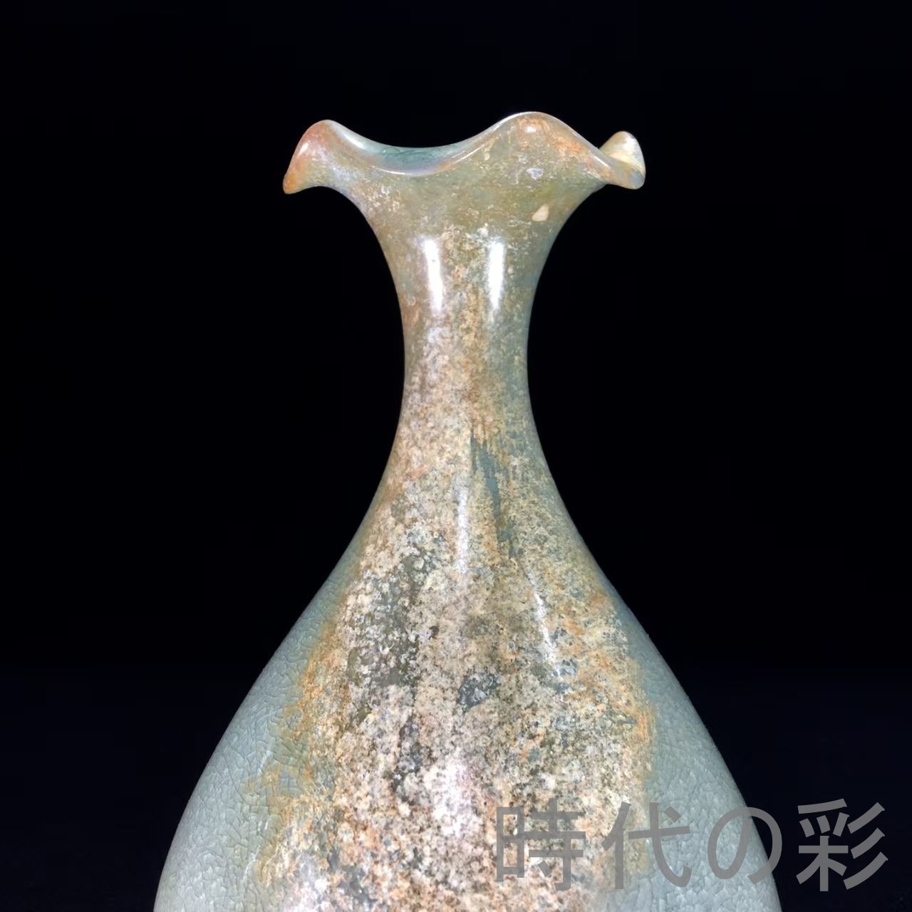 中国古美術 宋時代 汝窯 冰片花口 玉壺春瓶 花瓶 置物 青磁 通体水沁 