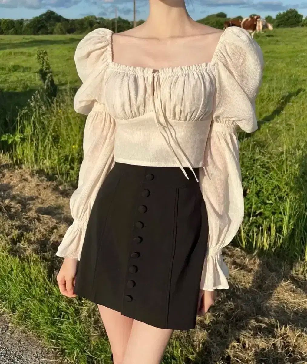 labelle blanc ラベルルブラン ル マン クロップド ブラウス ハート スカート セットアップ