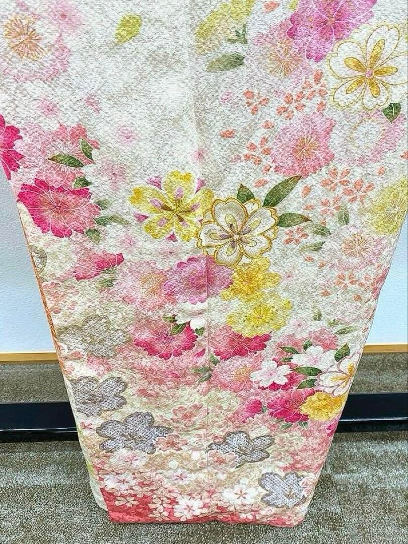 振袖 豪華 銀通し 金駒 刺繍 金彩 桜 紋意匠 身丈155cm 小柄向き