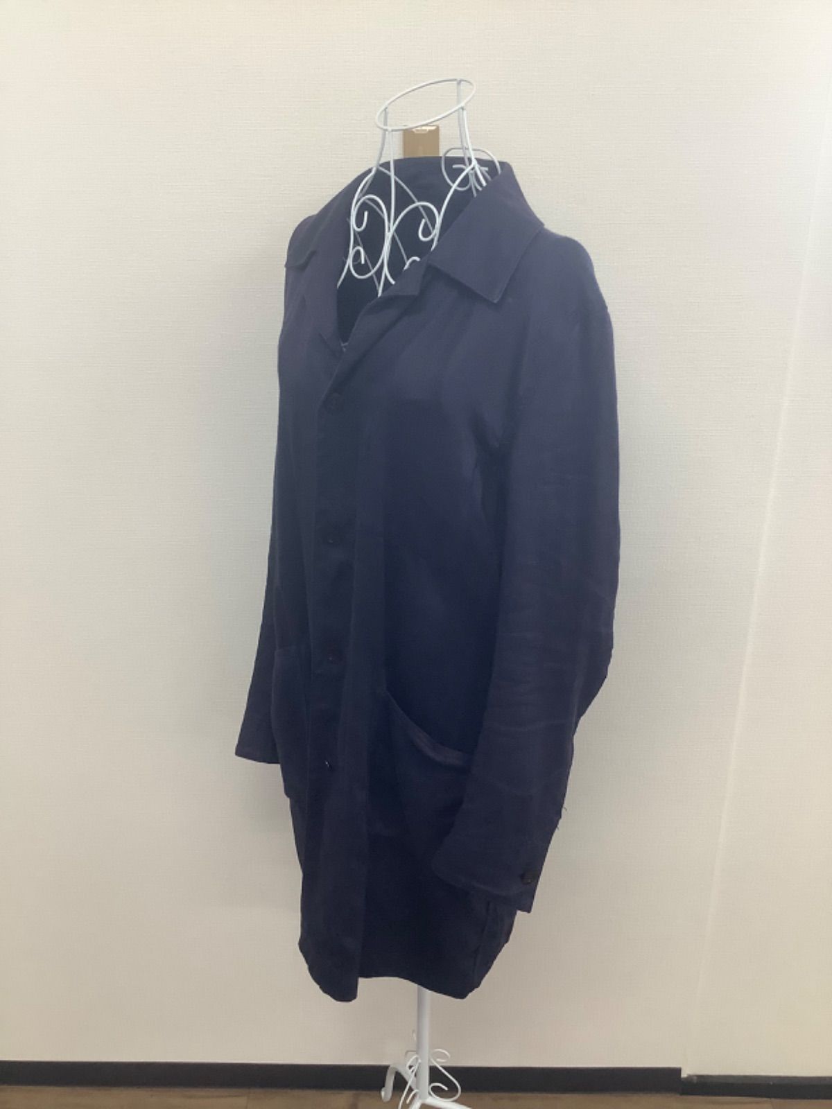 ATTACHMENT シャツワンピース 長袖 ロング丈 ネイビー   無地