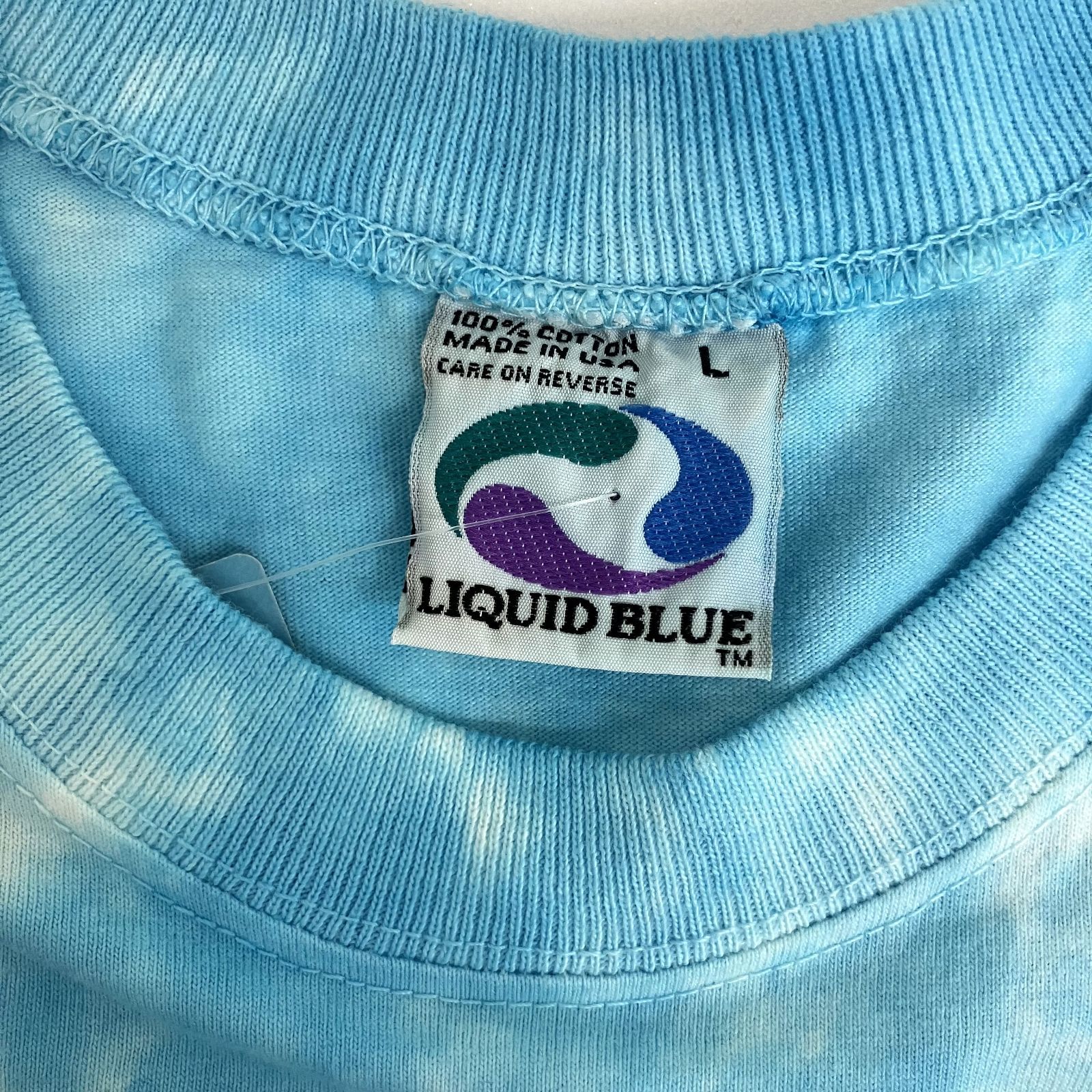 90s アニマルT イルカ 自然 プリントT 古着Tシャツ LIQUID BLUE 