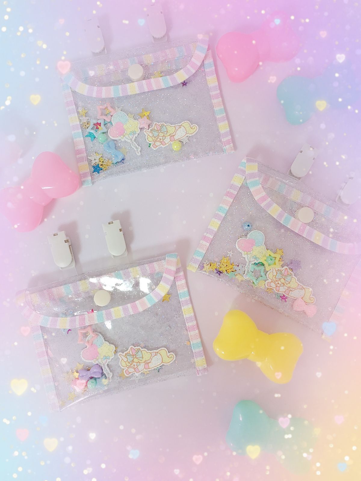 ゆめかわ　移動ポケット　ユニコーン　ラメ入り　ビニール　pvc　女の子　小学生