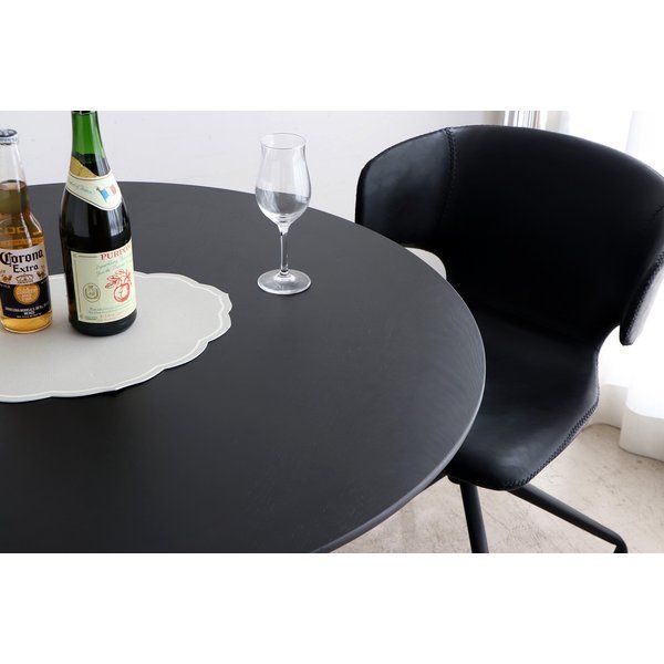 UP ロペス円形ダイニングテーブル 約幅100cm BK ブラック 組立式 代引不可
