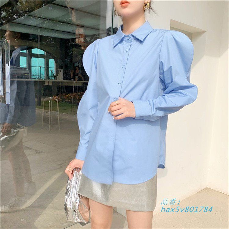 パフスリーブ長袖シャツ韓国ファッ hax5v801784