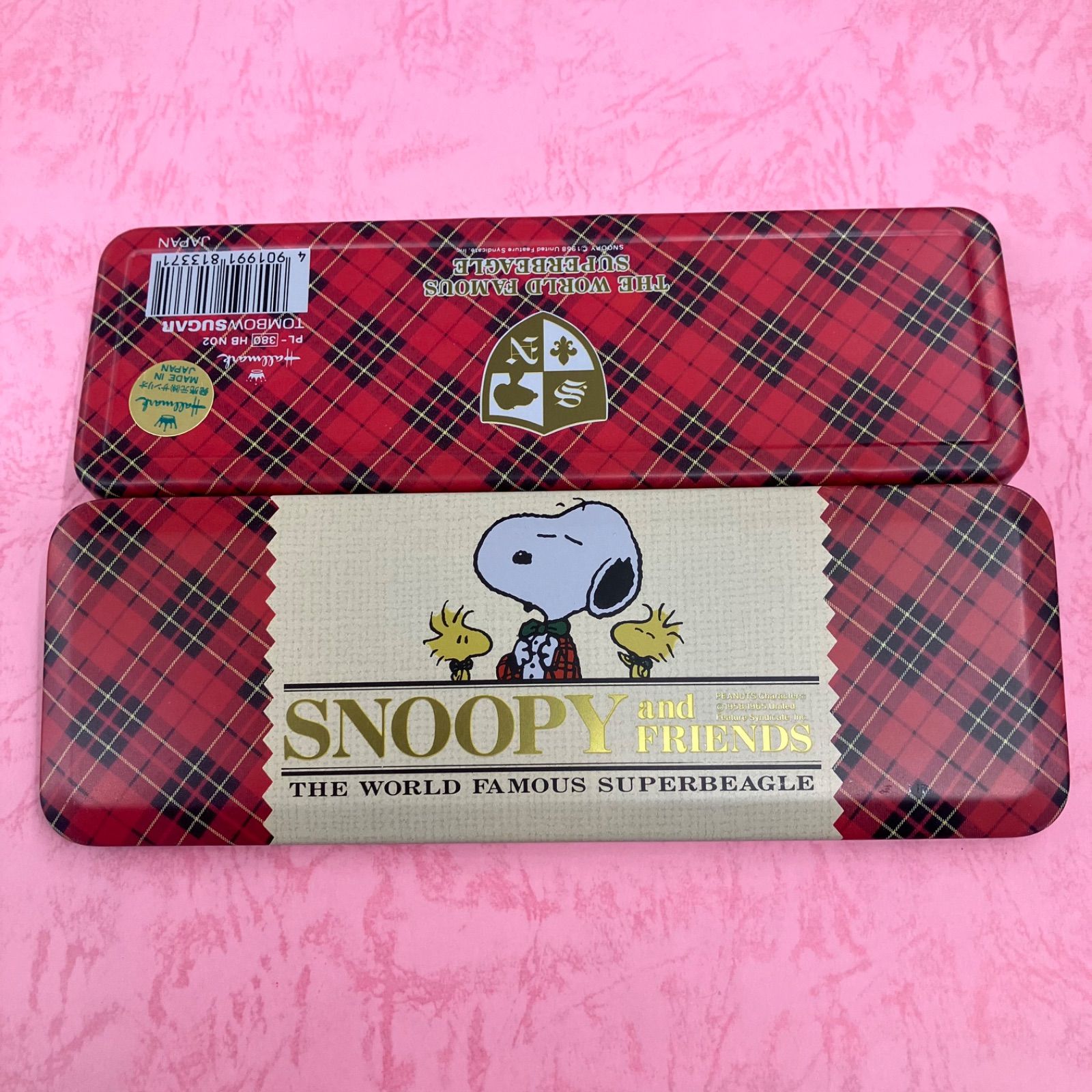 当時物 傷あり レトロ スヌーピー 缶ペンケース 2個セット