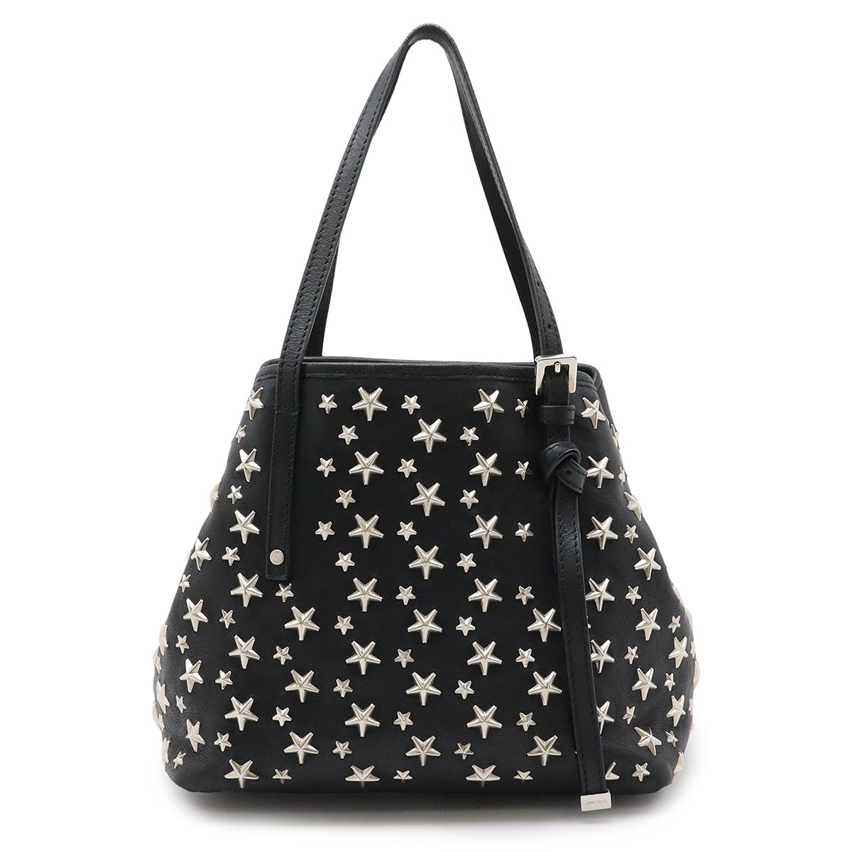 JIMMY CHOO ジミー チュウ ジミーチュウ Sasha|S サシャS トートバッグ ショルダーバッグ レザー スタースタッズ 星 ラインストーン ブラック 黒