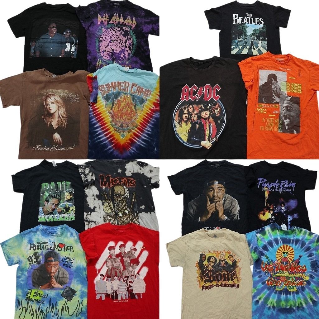 古着卸 まとめ売り 音楽・バンド 半袖Tシャツ 15枚セット (メンズ S 