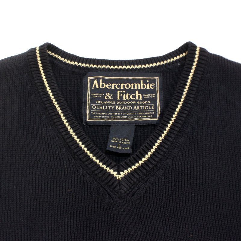 ☆Abercrombie & Fitch☆ ウールブレンド アイコン ベスト アバクロ/US:S/ブラック/ウールブレンドアイコンケーブルベスト