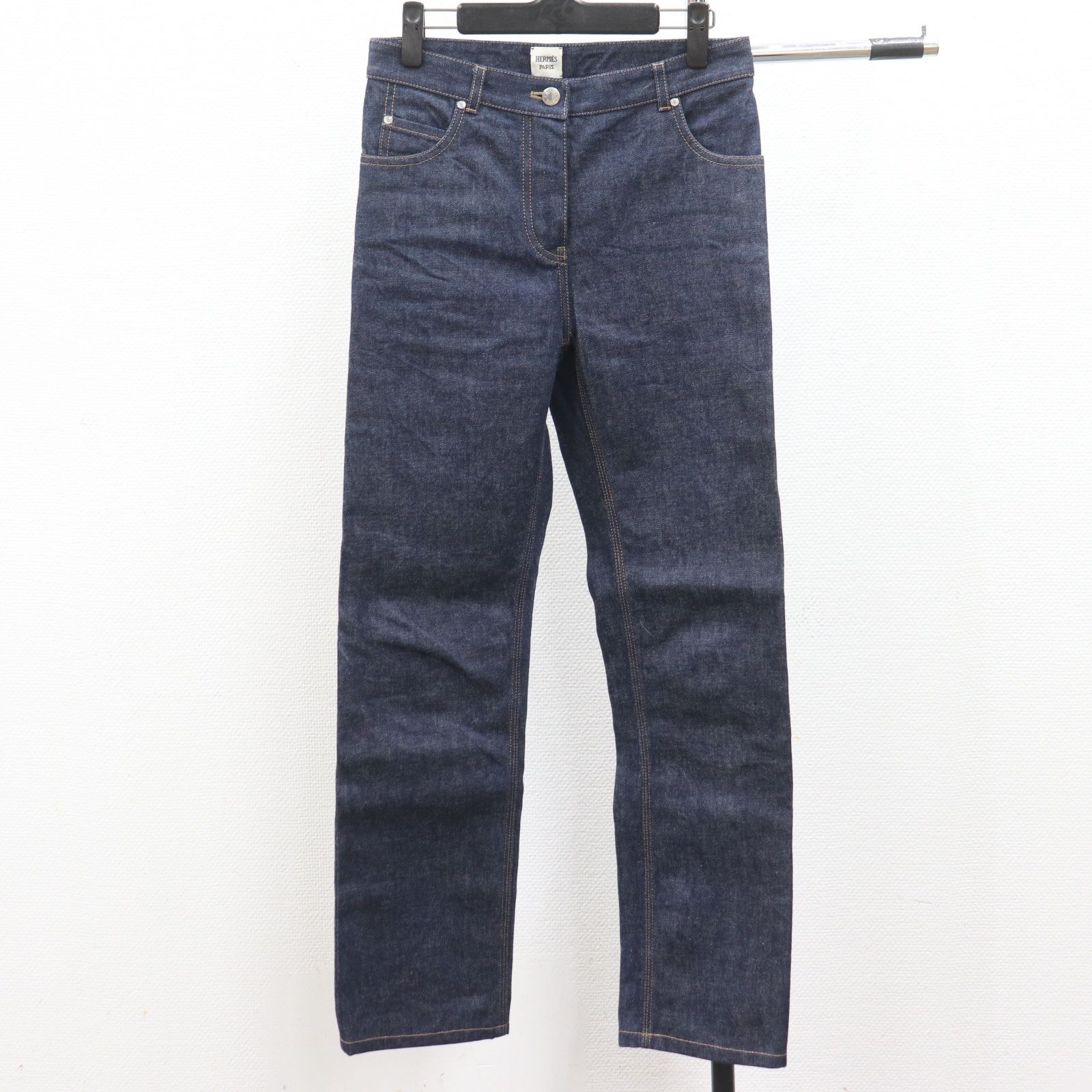 IT5N2UWVKG6W HERMES エルメス デニムパンツ 20SS ストレート ボトムス レディース インディゴブルー コットン 綿 サイズ34
