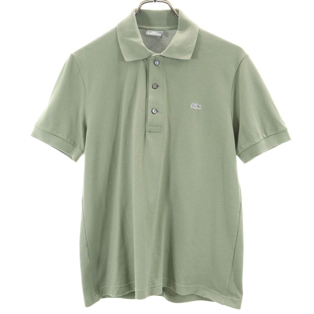 ラコステ 半袖 鹿の子 ポロシャツ 3 グレーカーキ系 LACOSTE メンズ 古着 【240414】 メール便可