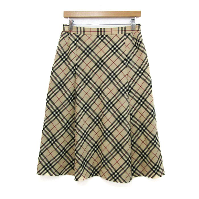 バーバリー スカート ウール ノバチェック ブランド ボトムス レディース 42サイズ ベージュ系 BURBERRY