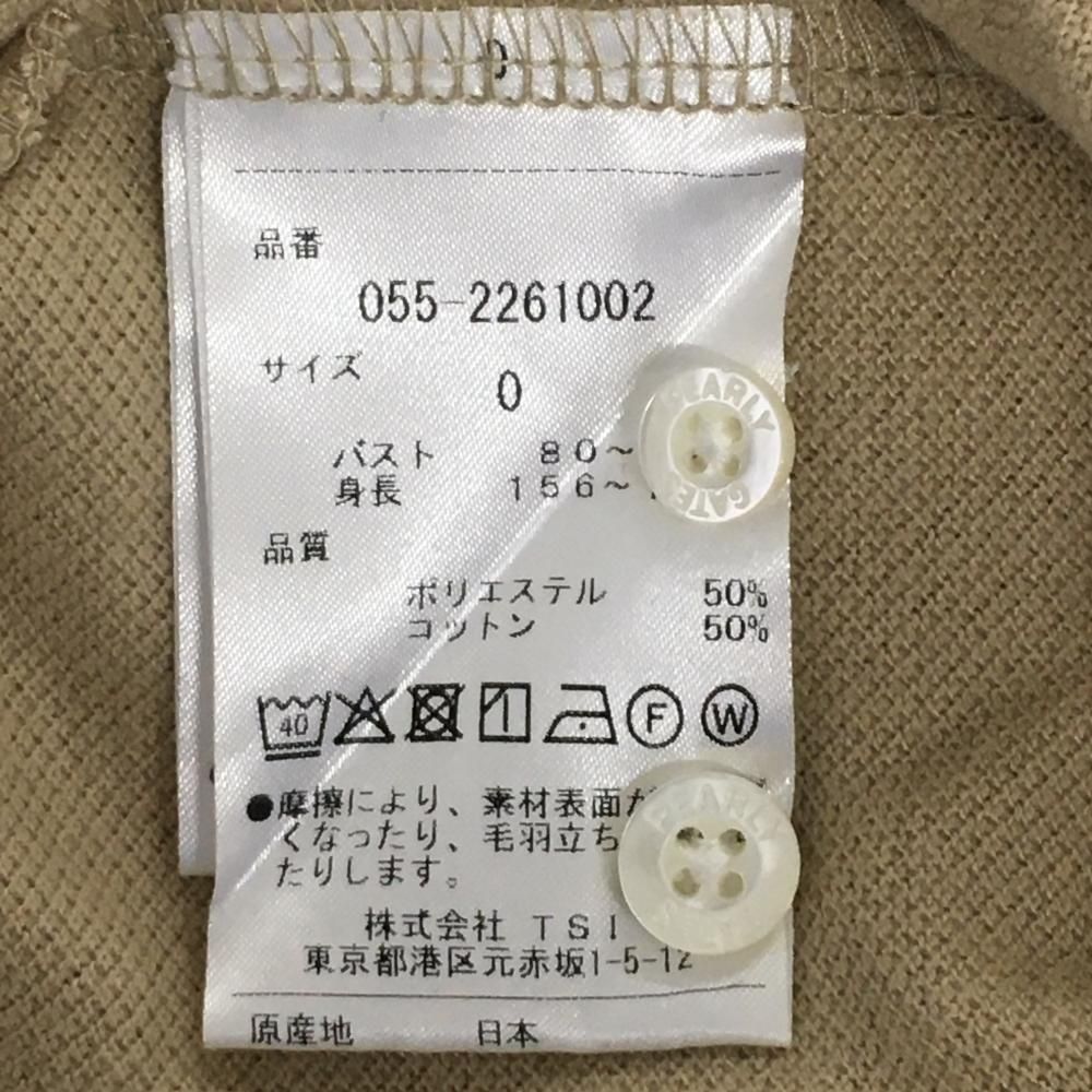 PEARLY GATES - 【超美品】パーリーゲイツ 長袖ポロシャツ ベージュ ボタンダウン ロゴ黒 胸ポケット付 レディース 0(S) ゴルフウェア PEARLY GATES 超美品】パーリーゲイツ 長袖ポロシャツ ベージュ ボタンダウン