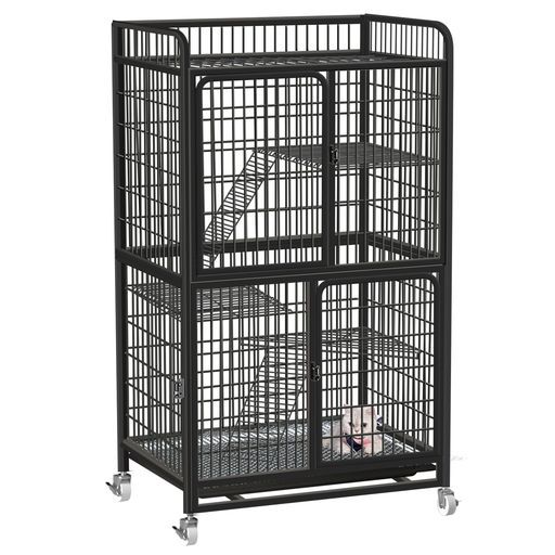 Areden猫ケージ猫用ケージ猫ハウス 製品サイズ 86*60*155CM 室内用猫のゲージ大きめ動物ケージ大型猫用ケージ多頭飼い猫移動便利組立簡単取り外し なペット用品室内飼い梯子ドアトレー…