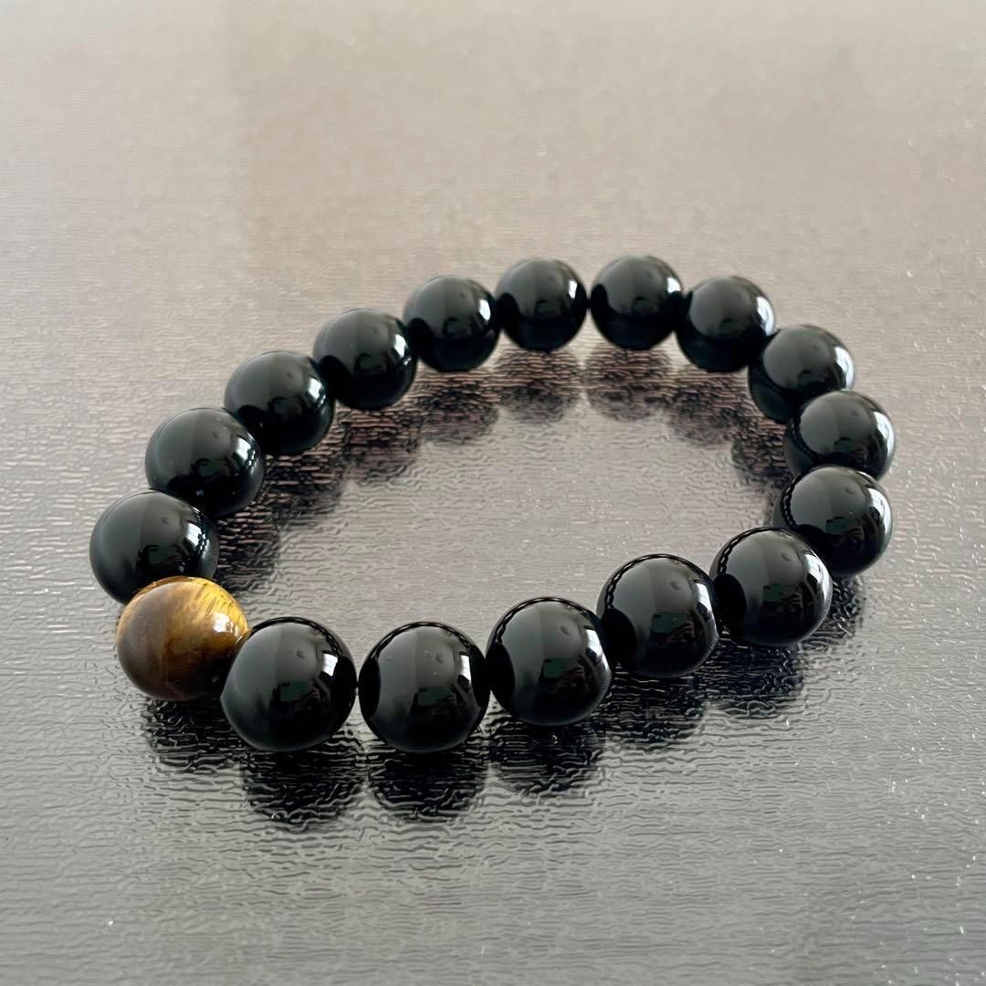 ★格安お買い得★数量限定✴︎目玉品ブレス【8mmブラックオニキス&水晶】❤️ ブラックオニキス 7mm玉 ブレスレット 琉球蛍石仕立ての通販