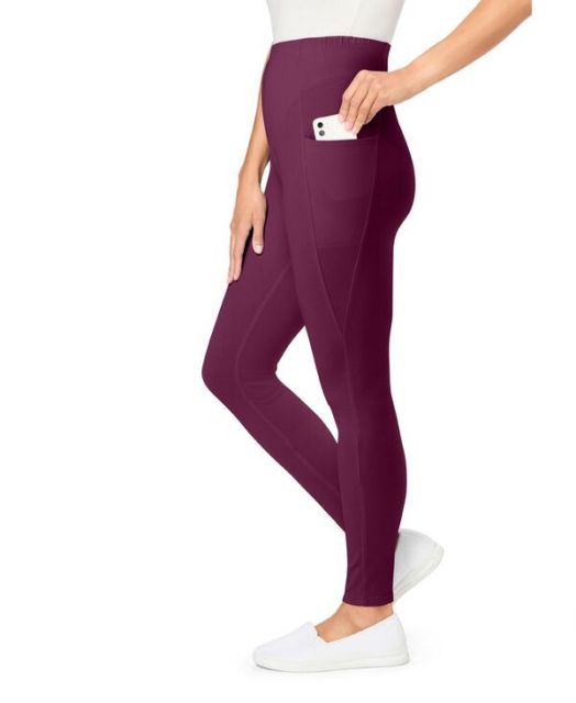 ウーマン ウィズイン レディース レギンス ボトムス Women s Within Tall Stretch-Cotton Knit Pull-On Pocket Leggings Deep claret