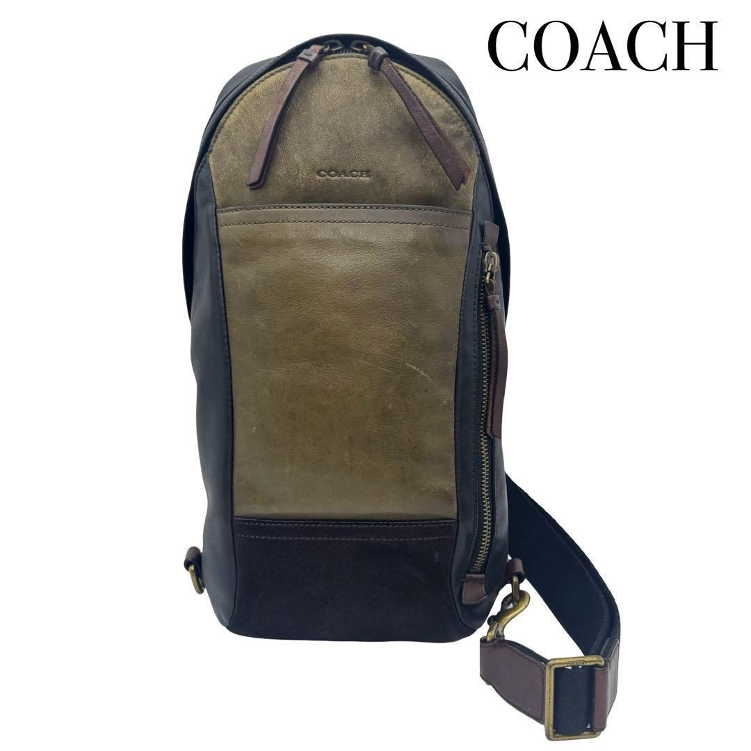COACH コーチ レザー ブラウン ボディバッグ ワンショルダー メンズ COACH コーチ レザー ブラウン ボディバッグ ワンショルダー