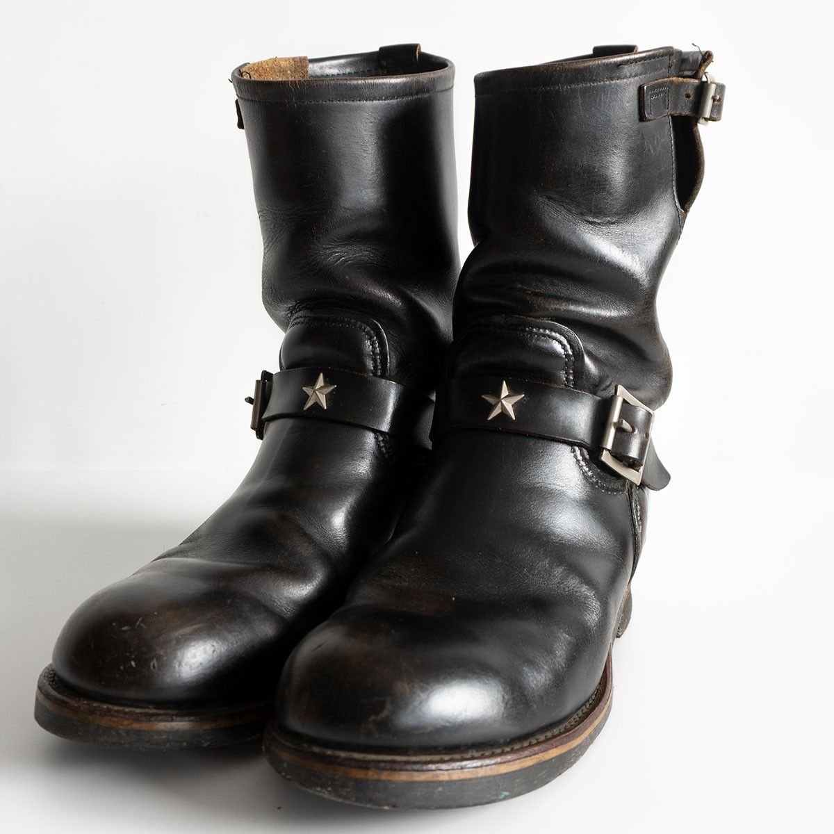 PT91|茶芯 REDWING エンジニアブーツ US9D プリントタグ レッドウィング ブラック 25100120
