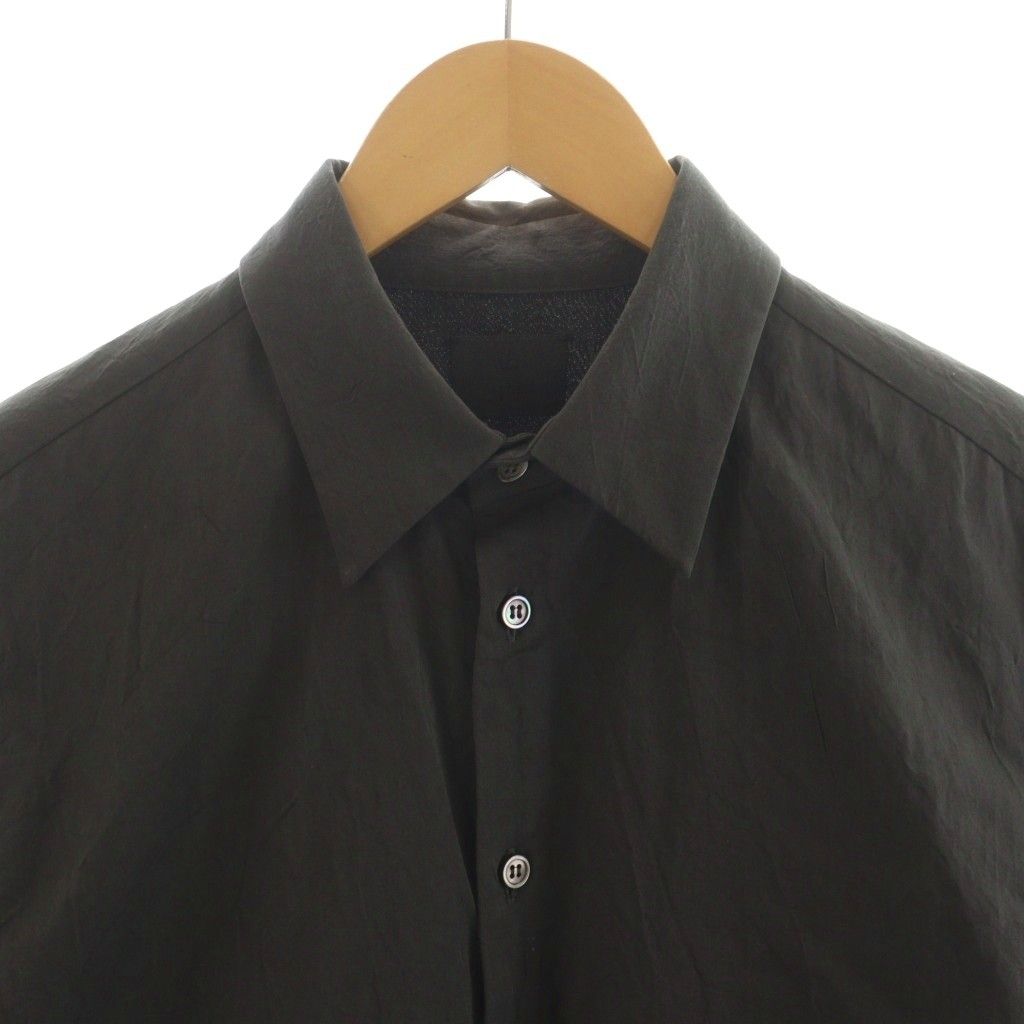 ヤマウチ 山内 塩縮加工コットンリネン シャツ 長袖 麻 3 グレー YC41  