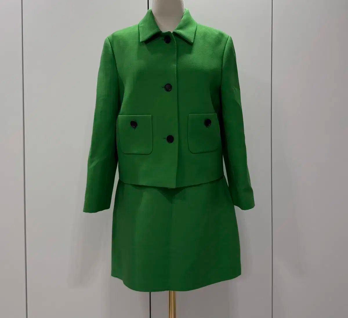 DIOR Dior ディオール 緑 ウールシルク ジャケット ＋ スカート セット 36